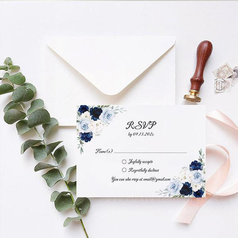 Navy Dusty Blue Silver Glitter Crown Quinceanera Sweet 16 Acrylic Invitations CWIA268